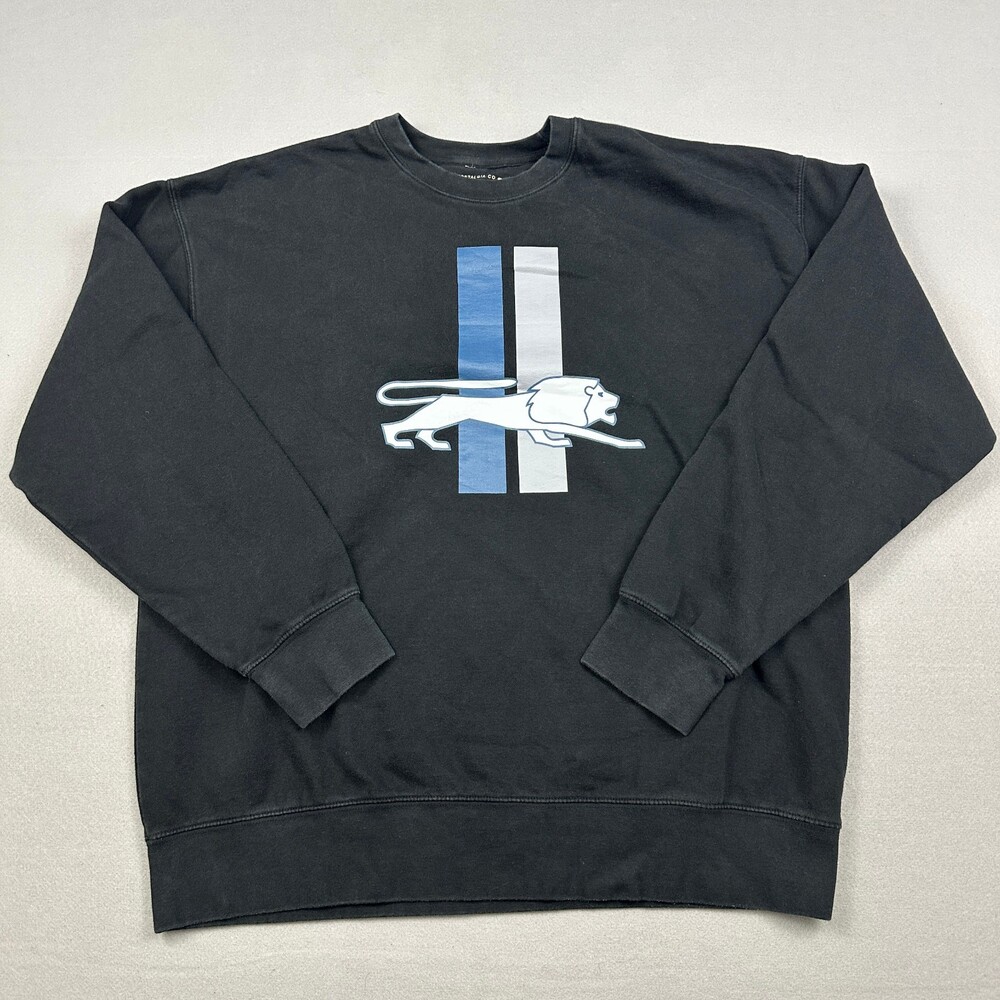 Detroit Lions Sweatshirt Men Extra Large Black Mitchell & Ness Retro Logo XL